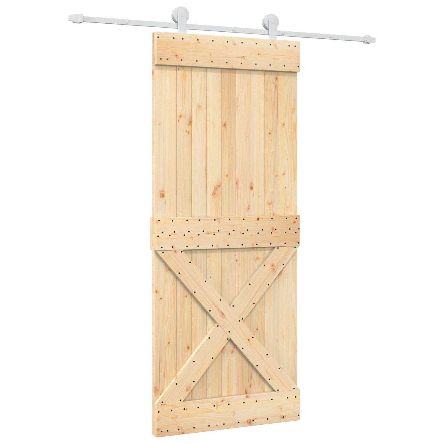 Skyvedør Naturlig og Hvit 85 x 210 cm Massiv Furu Tre