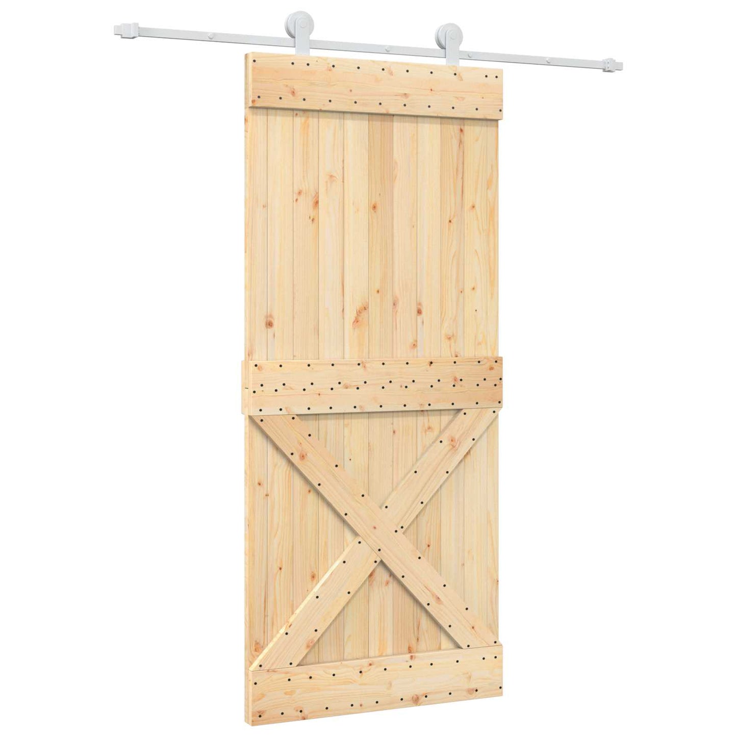 Skyvedør Naturlig og Hvit 90 x 210 cm Massiv Furu Tre