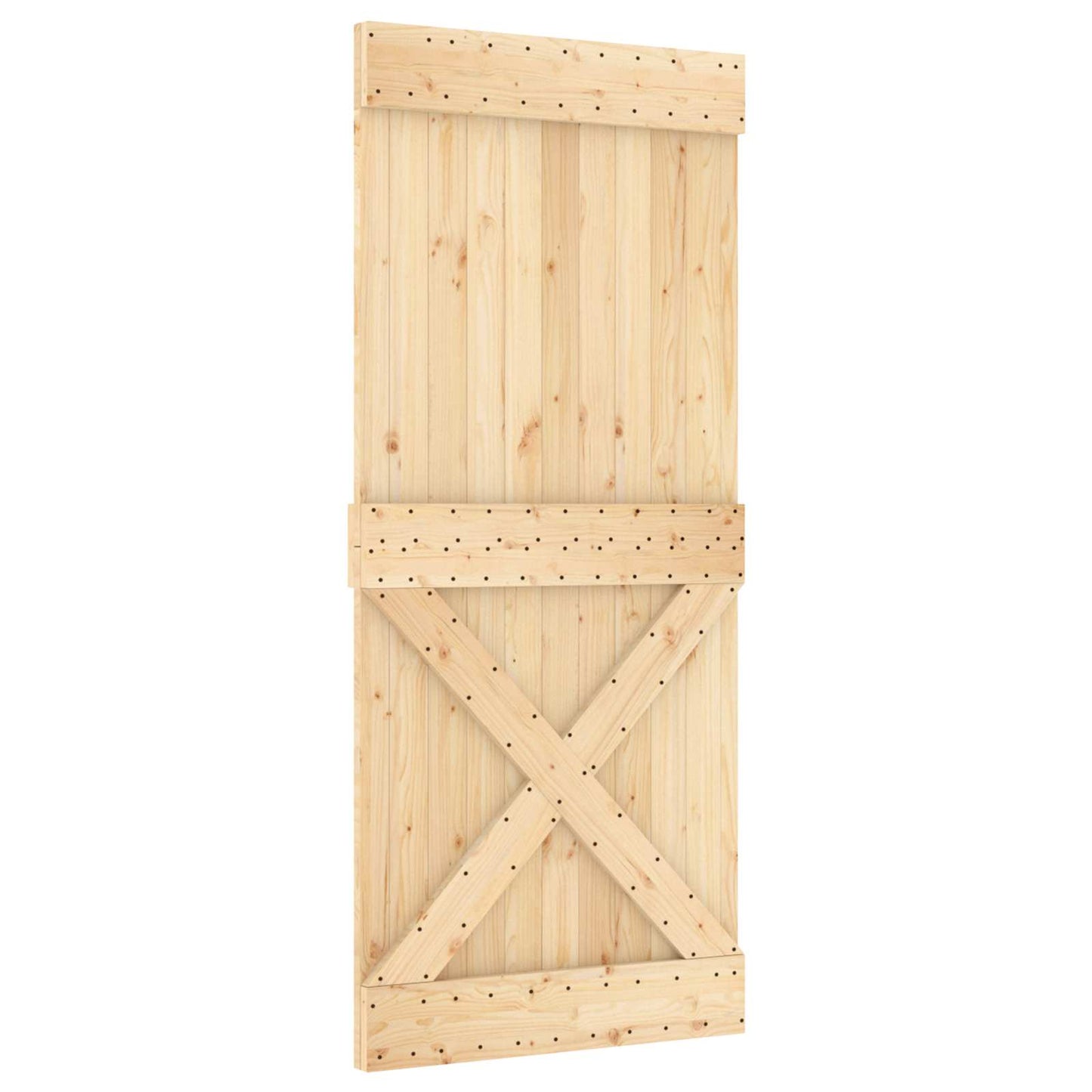 Skyvedør Naturlig og Hvit 90 x 210 cm Massiv Furu Tre