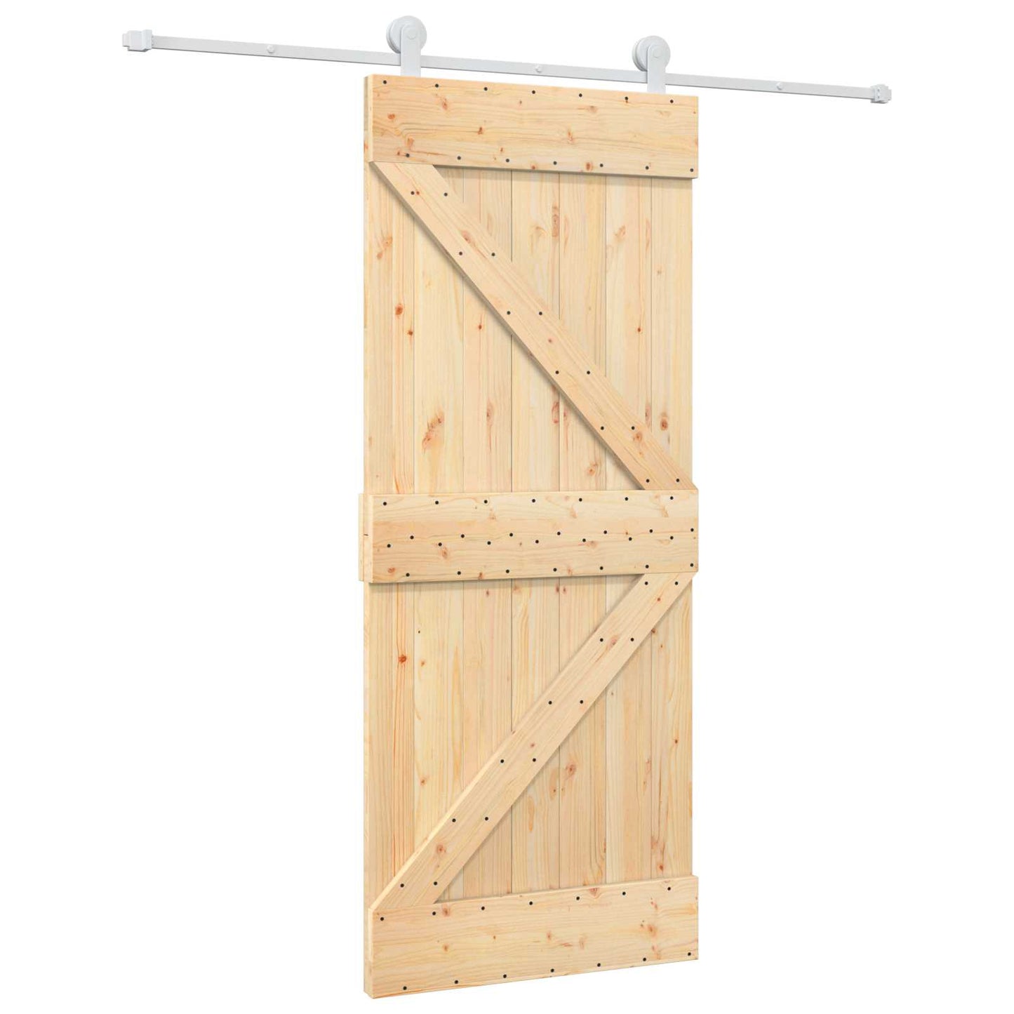 Skyvedør Naturlig og Hvit 85 x 210 cm Massiv Furu Tre