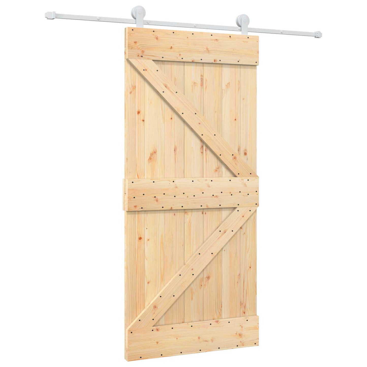 Skyvedør Naturlig og Hvit 95 x 210 cm Massiv Furu Tre