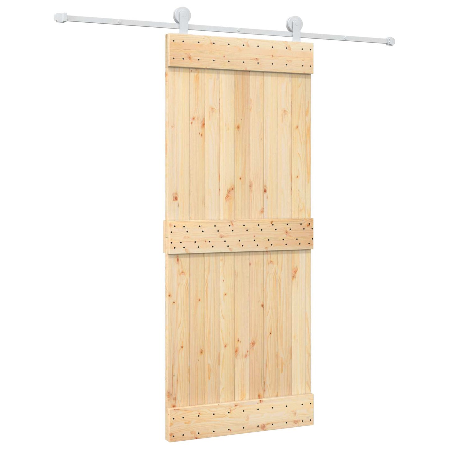 Skyvedør Naturlig og Hvit 85 x 210 cm Massiv Furu Tre