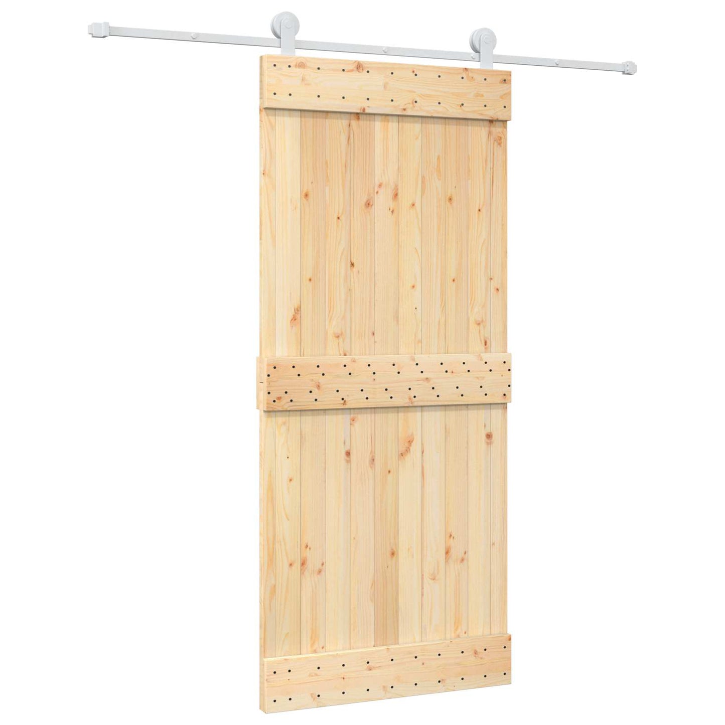 Skyvedør Naturlig og Hvit 90 x 210 cm Massiv Furu Tre