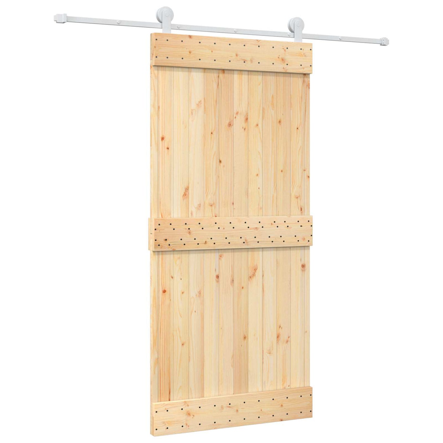 Skyvedør Naturlig og Hvit 95 x 210 cm Massiv Furu Tre