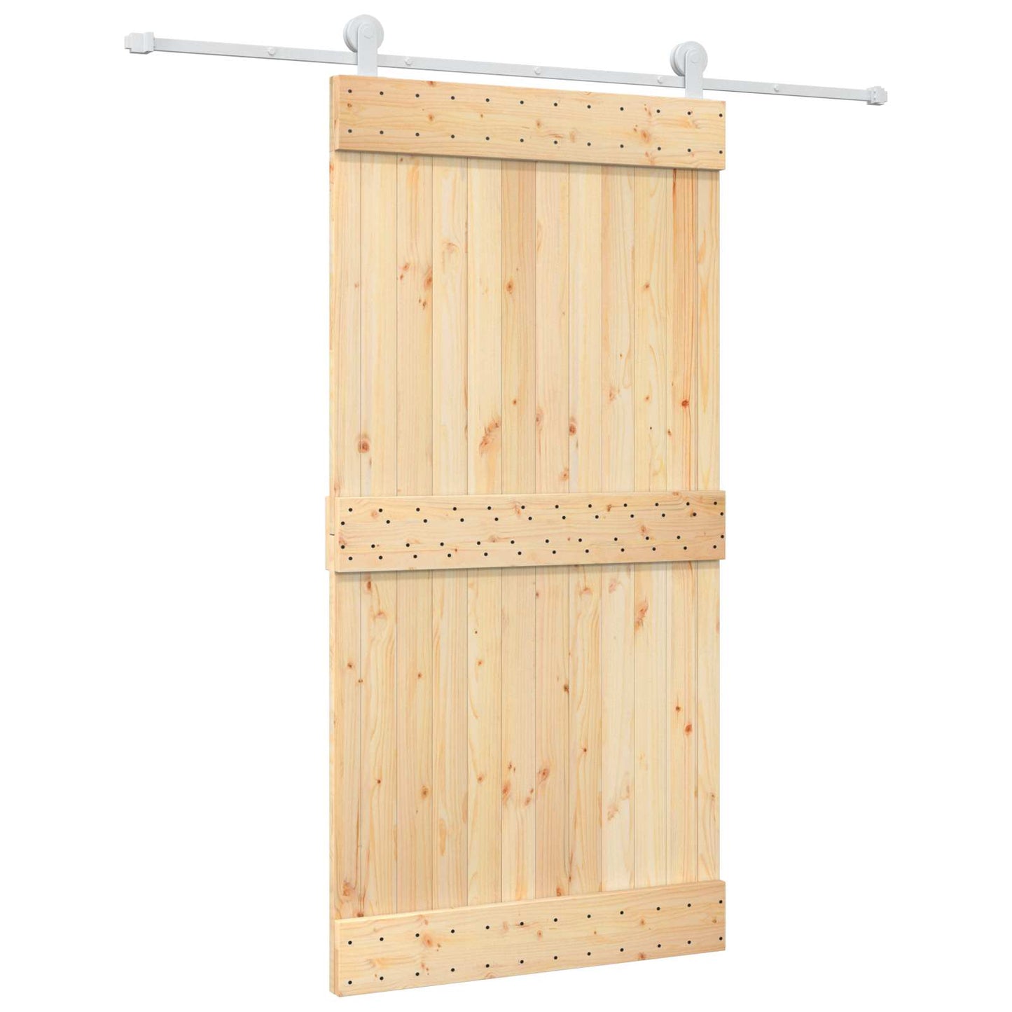 Skyvedør Naturlig og Hvit 100 x 210 cm Massiv Furu Tre