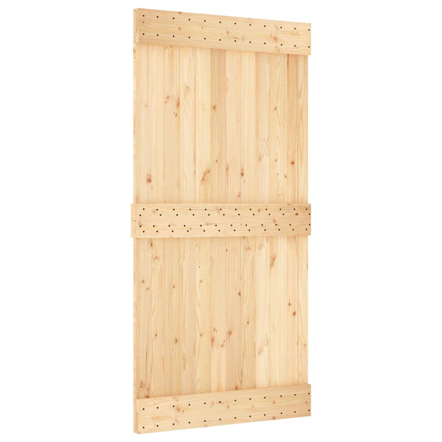 Skyvedør Naturlig og Hvit 100 x 210 cm Massiv Furu Tre