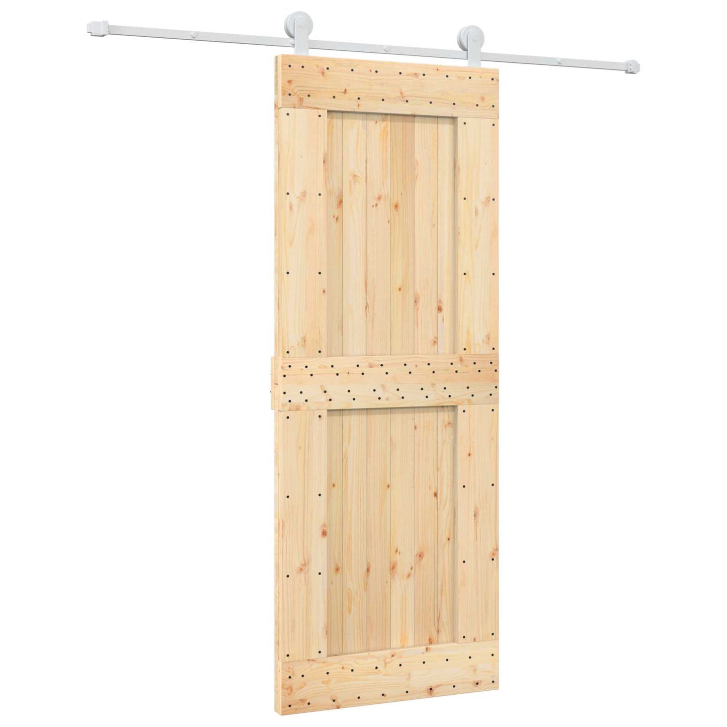 Skyvedør Naturlig og Hvit 80 x 210 cm Massiv Furu Tre