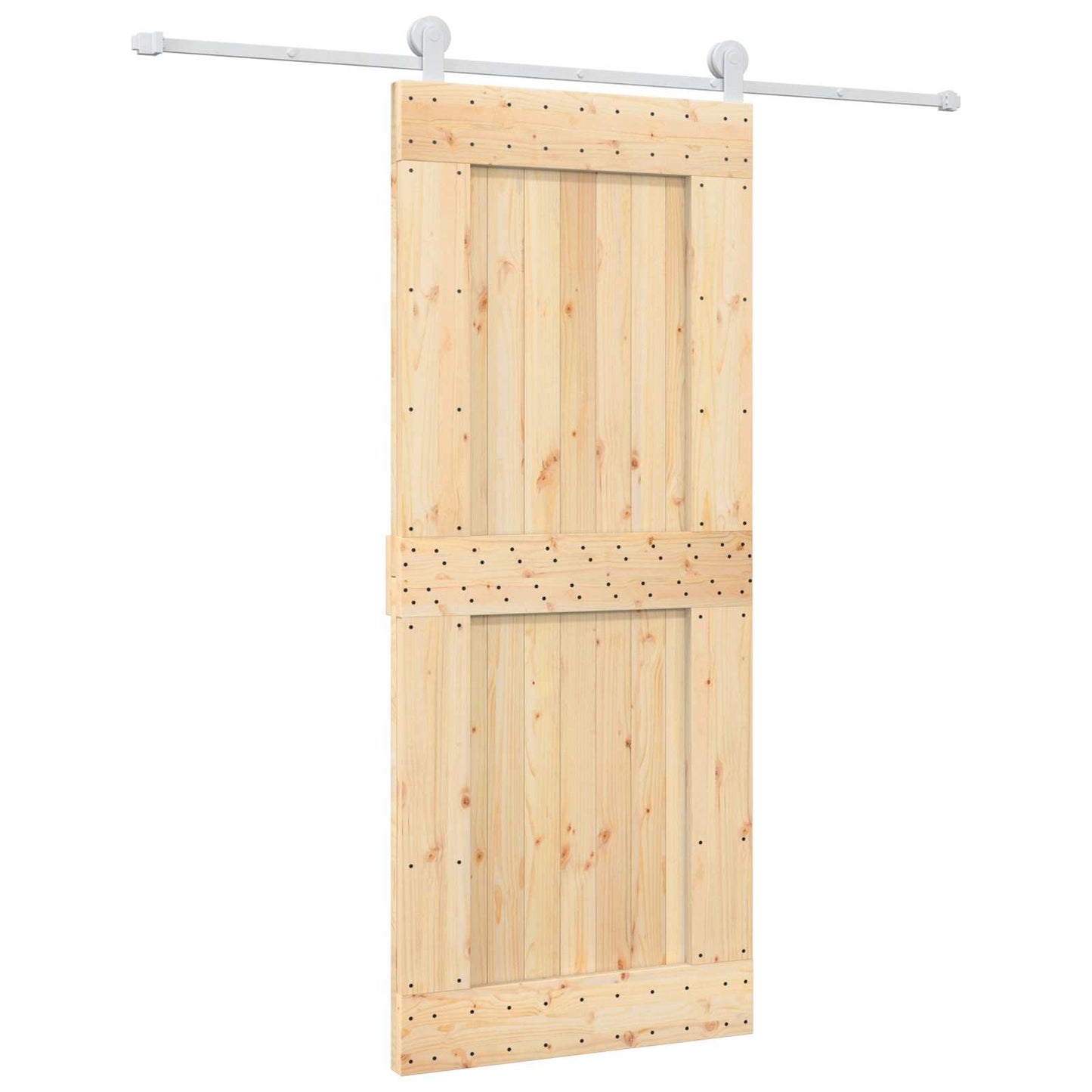 Skyvedør Naturlig og Hvit 85 x 210 cm Massiv Furu Tre