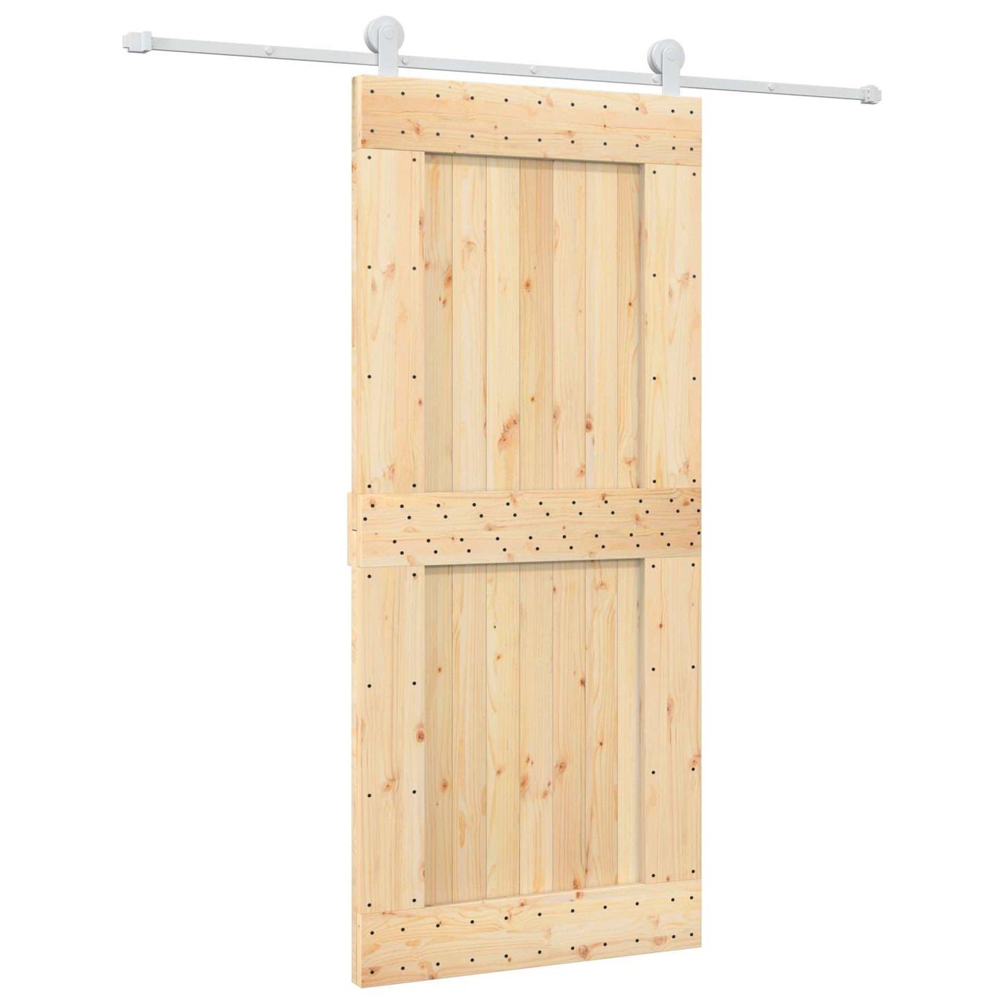 Skyvedør Naturlig og Hvit 90 x 210 cm Massiv Furu Tre