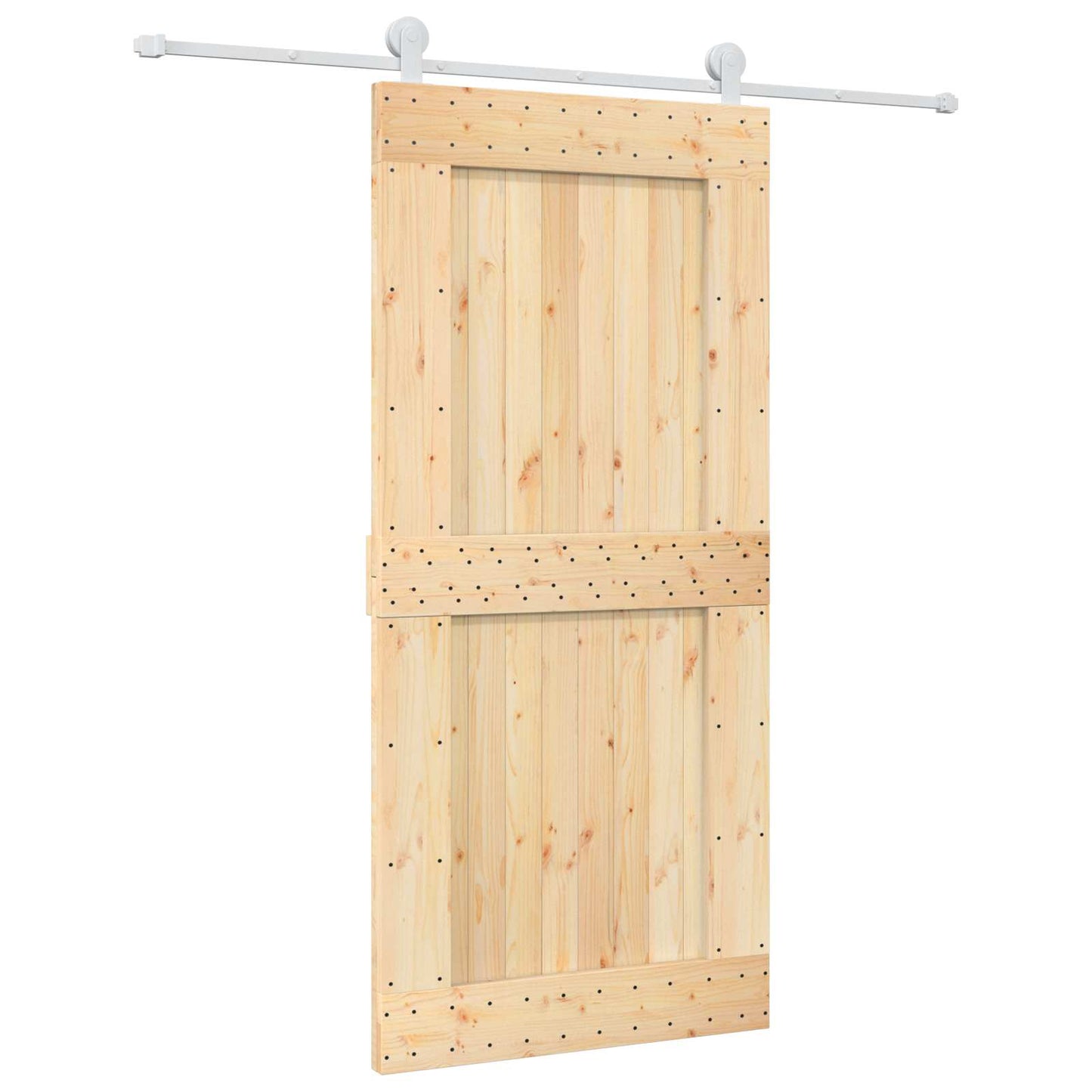 Skyvedør Naturlig og Hvit 95 x 210 cm Massiv Furu Tre