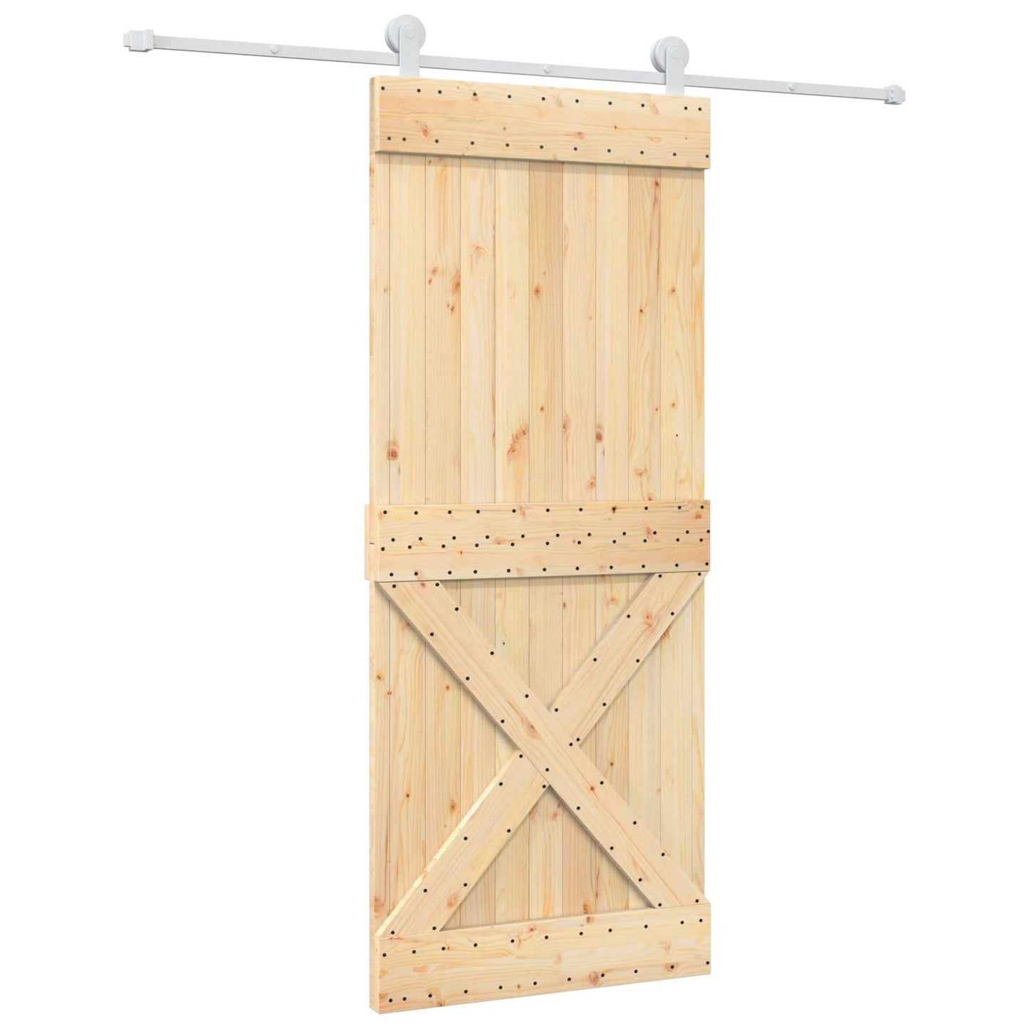 Skyvedør Naturlig og Hvit 85 x 210 cm Massiv Furu Tre