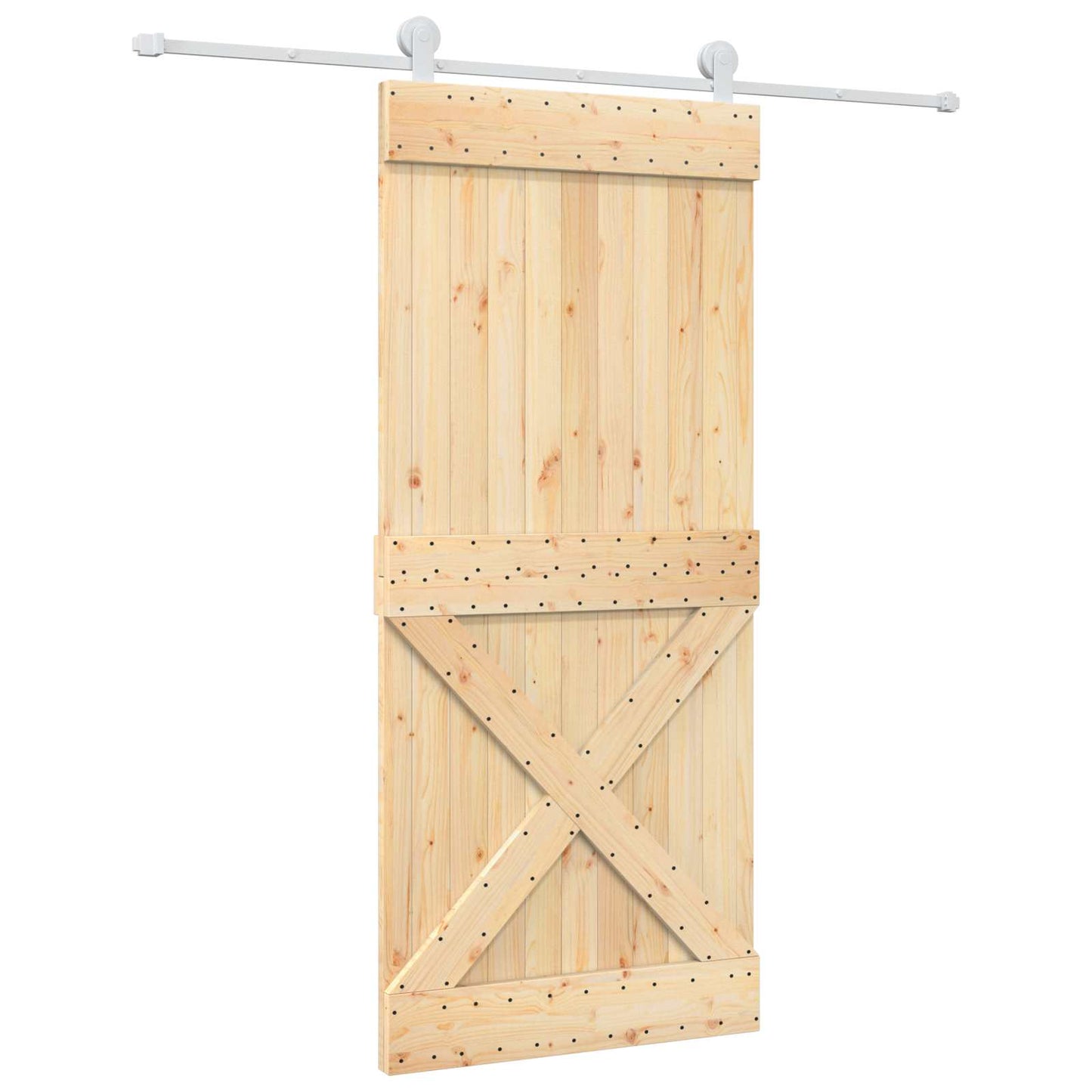 Skyvedør Naturlig og Hvit 90 x 210 cm Massiv Furu Tre