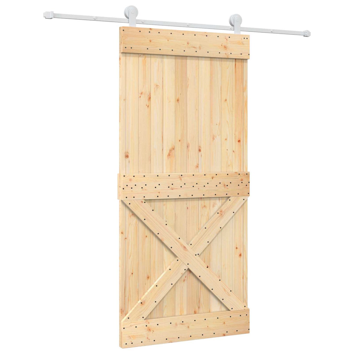 Skyvedør Naturlig og Hvit 95 x 210 cm Massiv Furu Tre