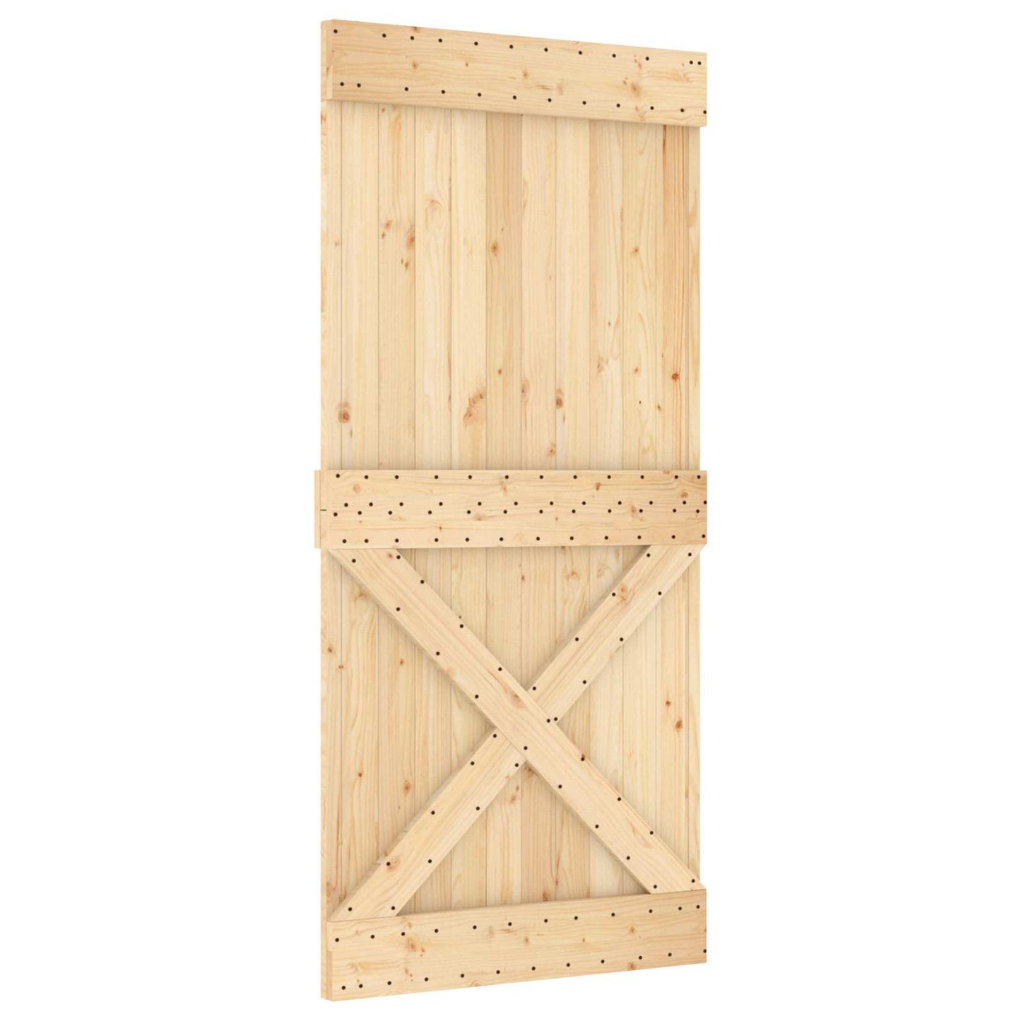 Skyvedør Naturlig og Hvit 95 x 210 cm Massiv Furu Tre