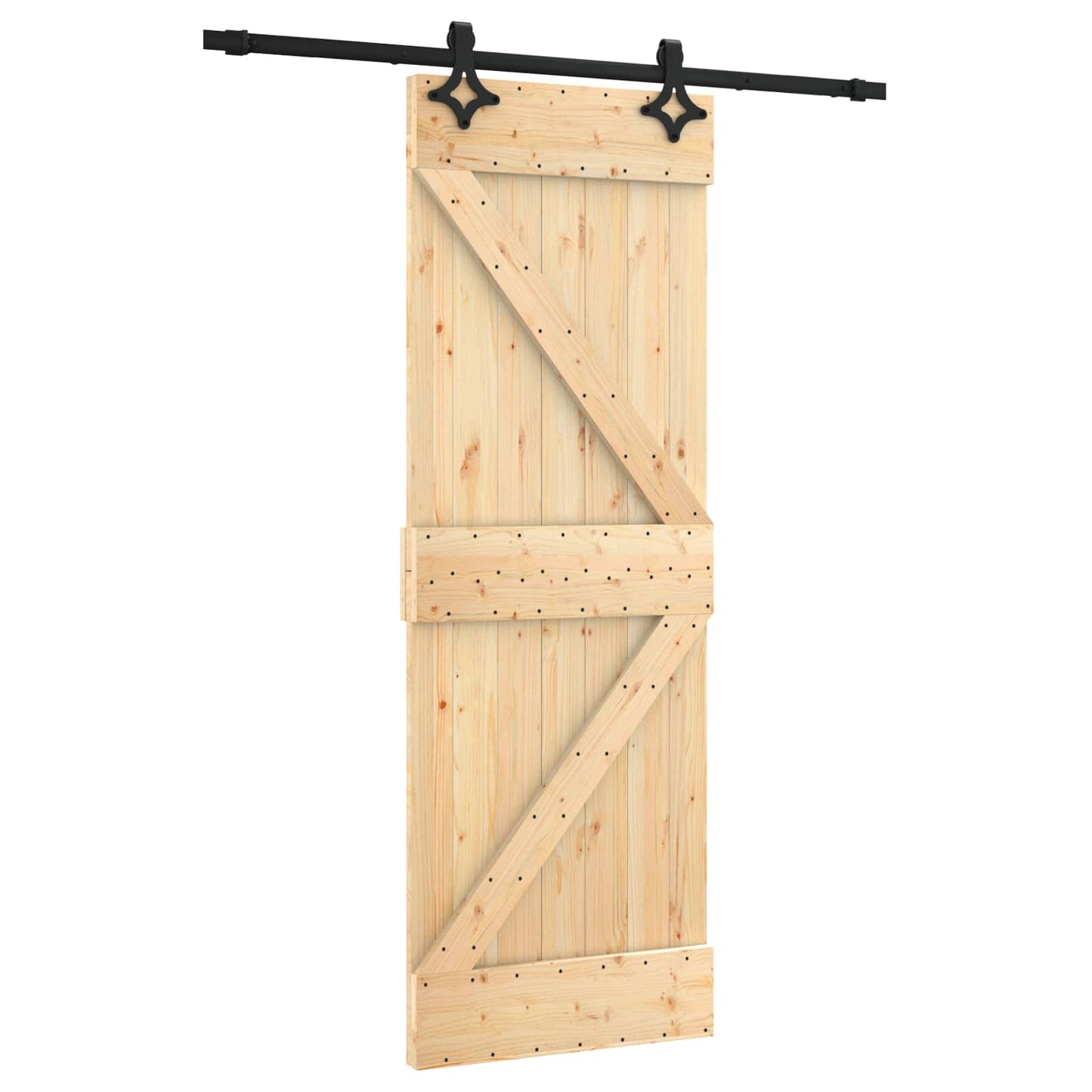 Skyvedør Naturlig og svart 70 x 210 cm Massiv Furu Tre