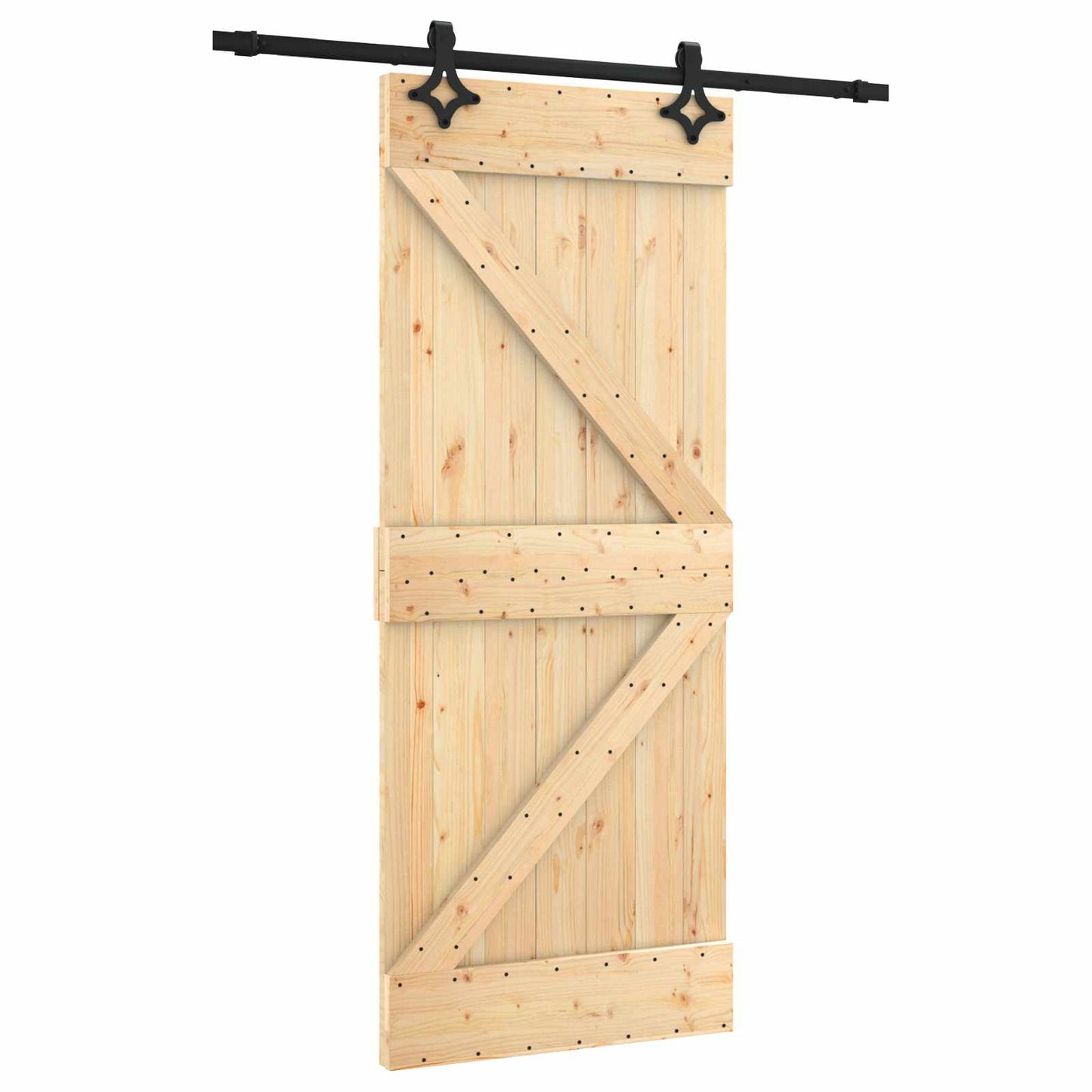 Skyvedør Naturlig og svart 85 x 210 cm Massiv Furu Tre