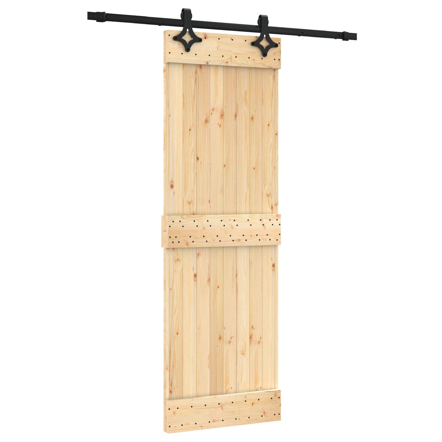 Skyvedør Naturlig og svart 70 x 210 cm Massiv Furu Tre
