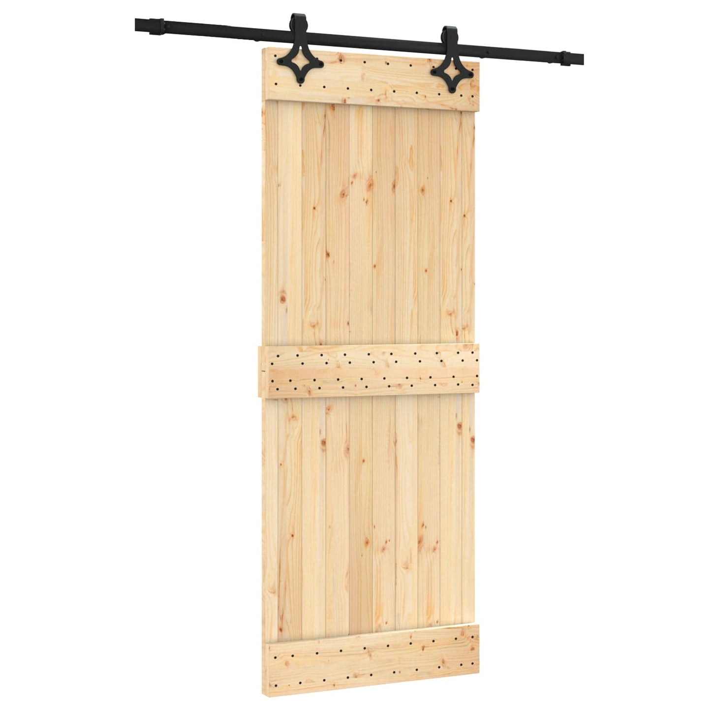 Skyvedør Naturlig og svart 80 x 210 cm Massiv Furu Tre