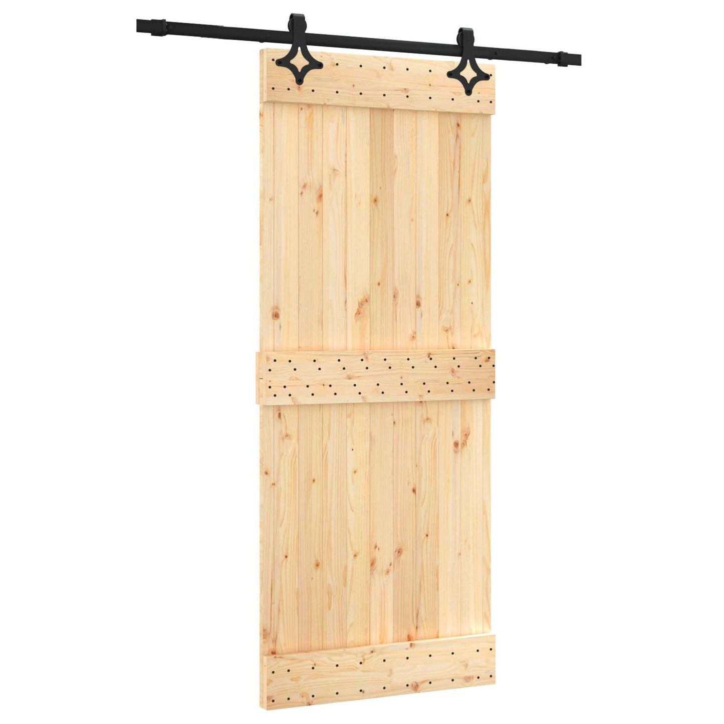 Skyvedør Naturlig og svart 85 x 210 cm Massiv Furu Tre
