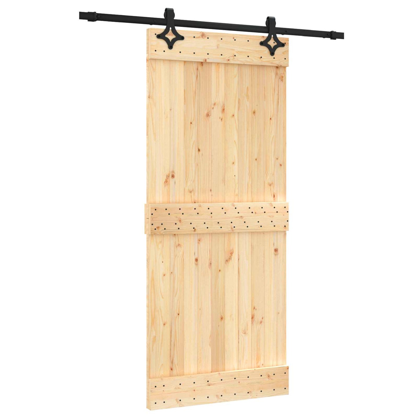 Skyvedør Naturlig og svart 90 x 210 cm Massiv Furu Tre