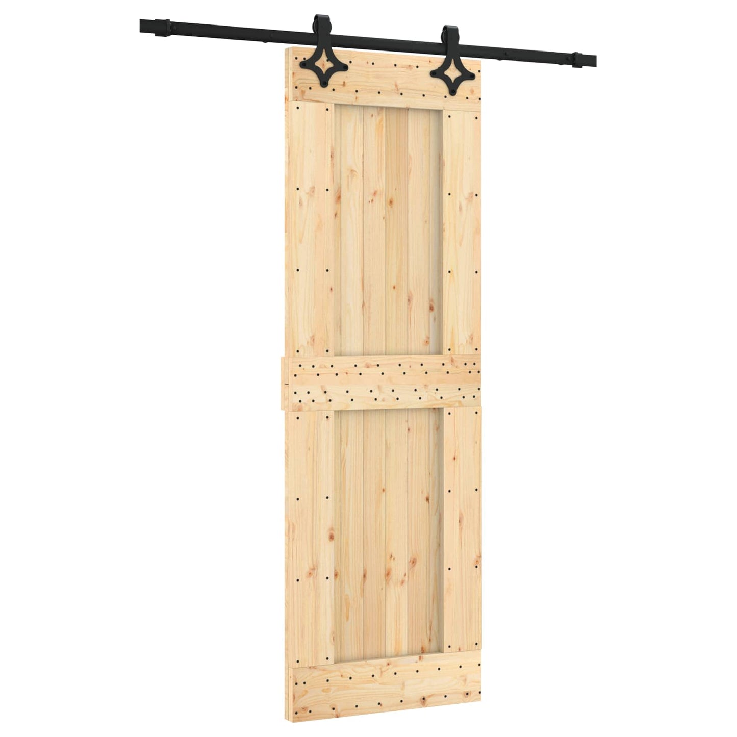 Skyvedør Naturlig og svart 70 x 210 cm Massiv Furu Tre