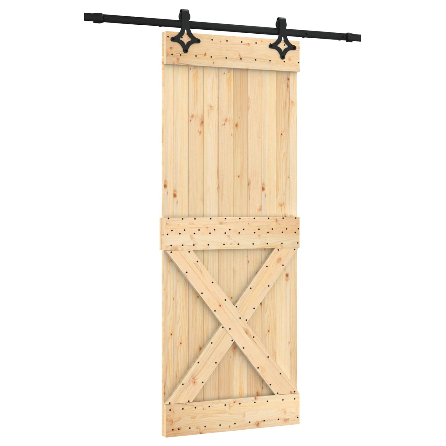 Skyvedør Naturlig og svart 80 x 210 cm Massiv Furu Tre