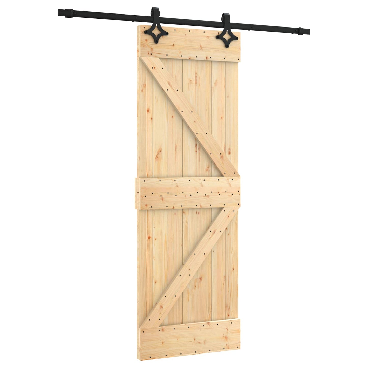 Skyvedør Naturlig og svart 70 x 210 cm Massiv Furu Tre