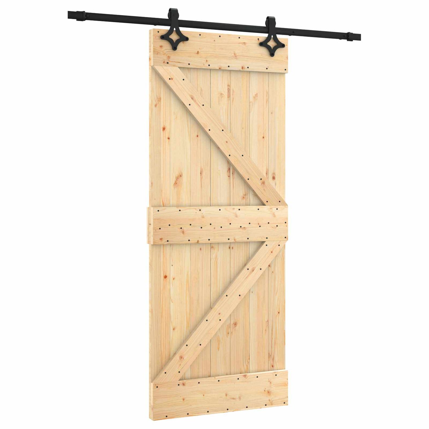 Skyvedør Naturlig og svart 85 x 210 cm Massiv Furu Tre