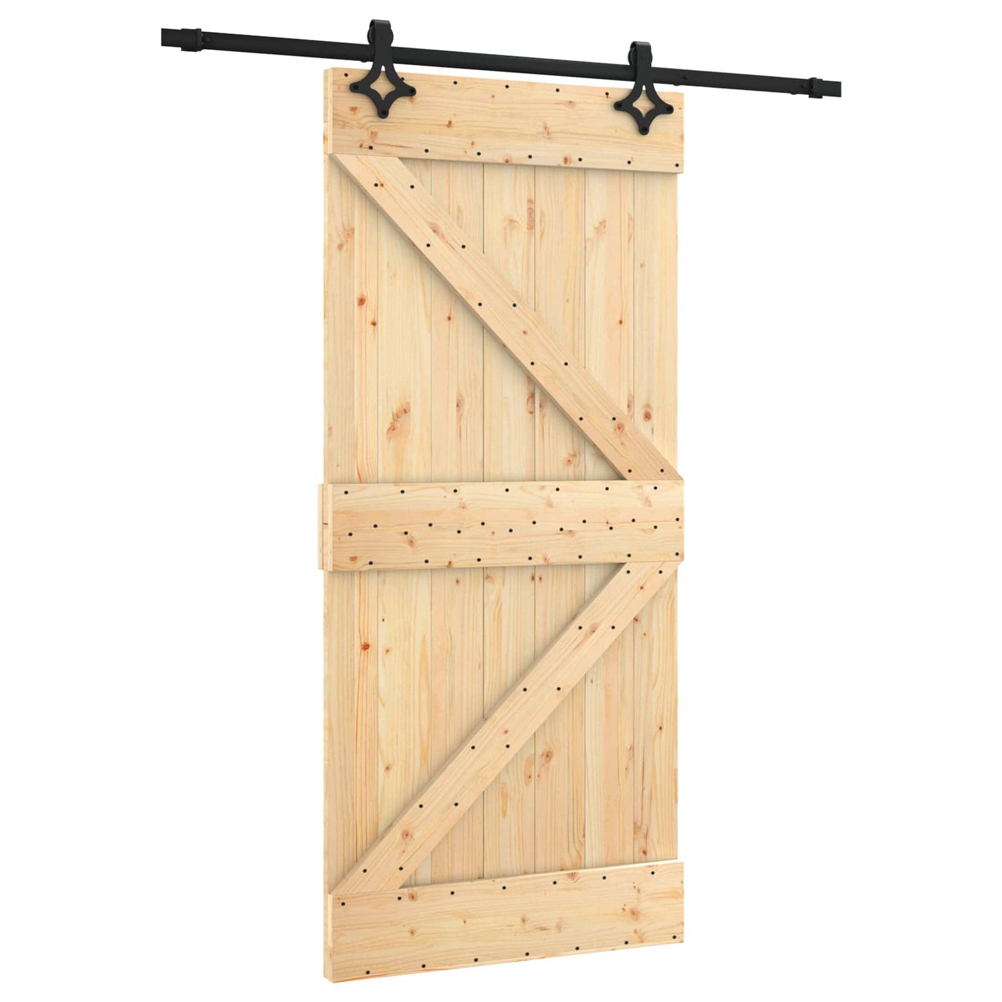 Skyvedør Naturlig og svart 95 x 210 cm Massiv Furu Tre