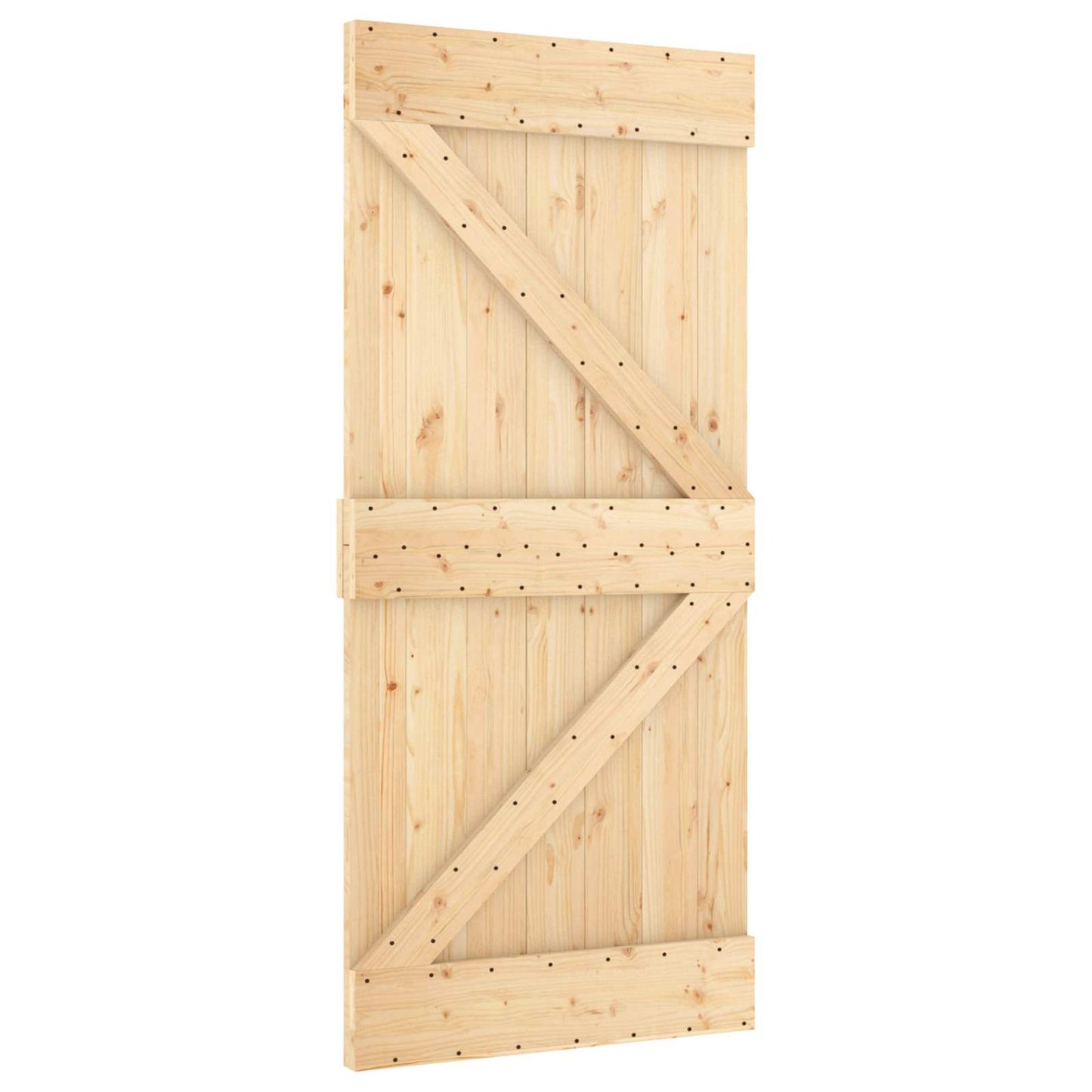 Skyvedør Naturlig og svart 95 x 210 cm Massiv Furu Tre