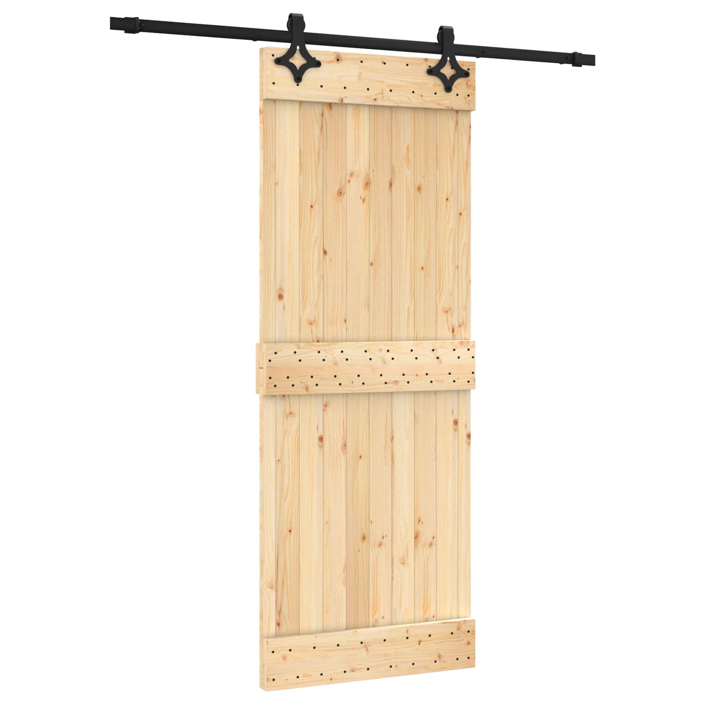 Skyvedør Naturlig og svart 80 x 210 cm Massiv Furu Tre