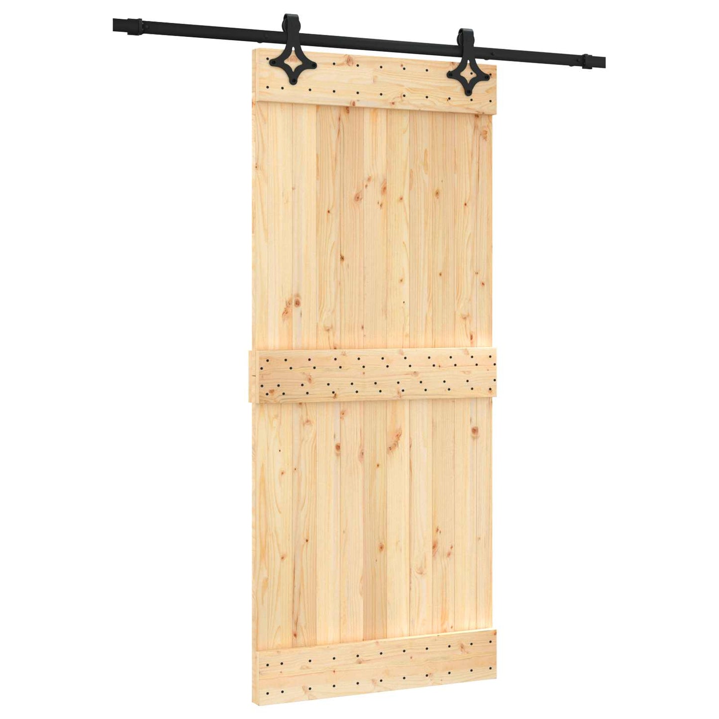 Skyvedør Naturlig og svart 90 x 210 cm Massiv Furu Tre