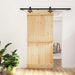 Skyvedør Naturlig og svart 95 x 210 cm Massiv Furu Tre