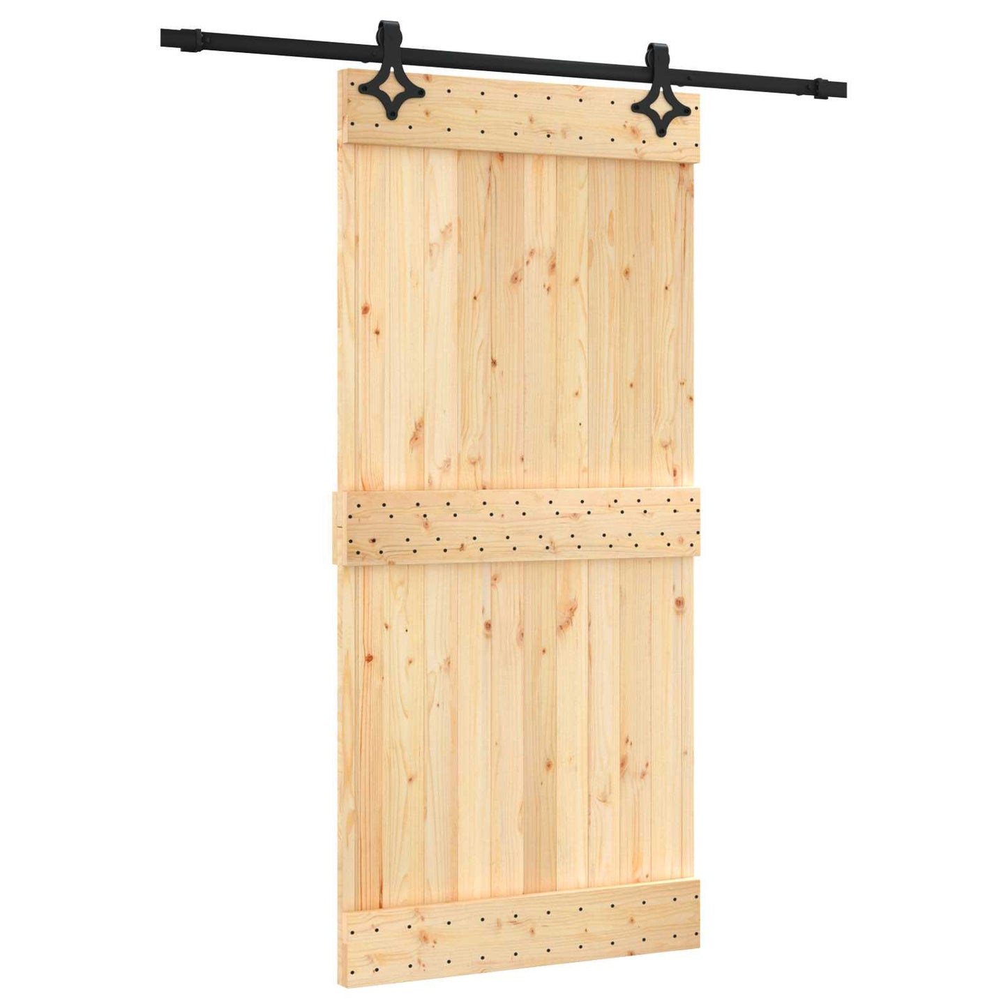 Skyvedør Naturlig og svart 95 x 210 cm Massiv Furu Tre