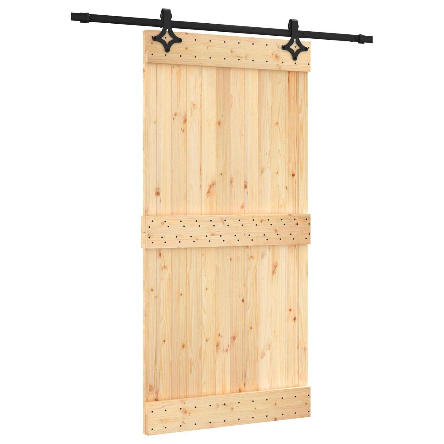 Skyvedør Naturlig og svart 100 x 210 cm Massiv Furu Tre