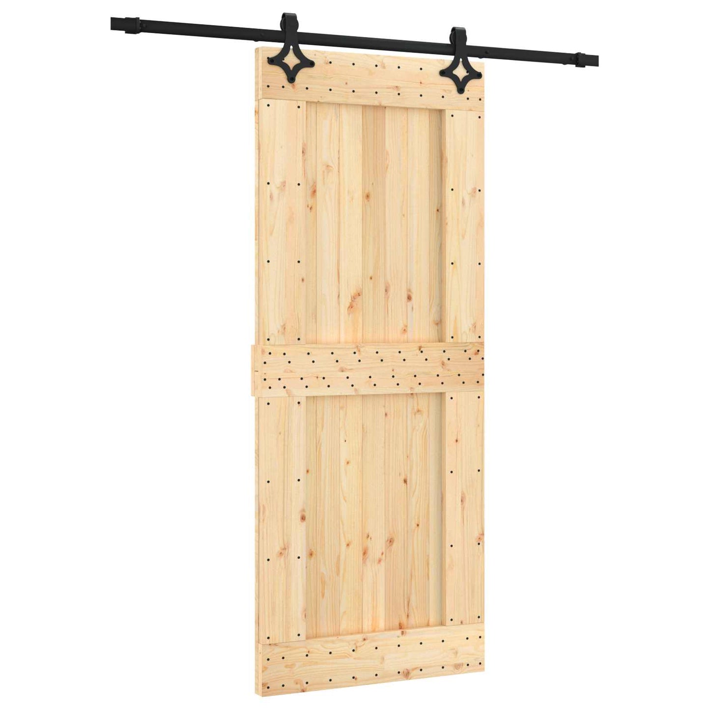 Skyvedør Naturlig og svart 85 x 210 cm Massiv Furu Tre