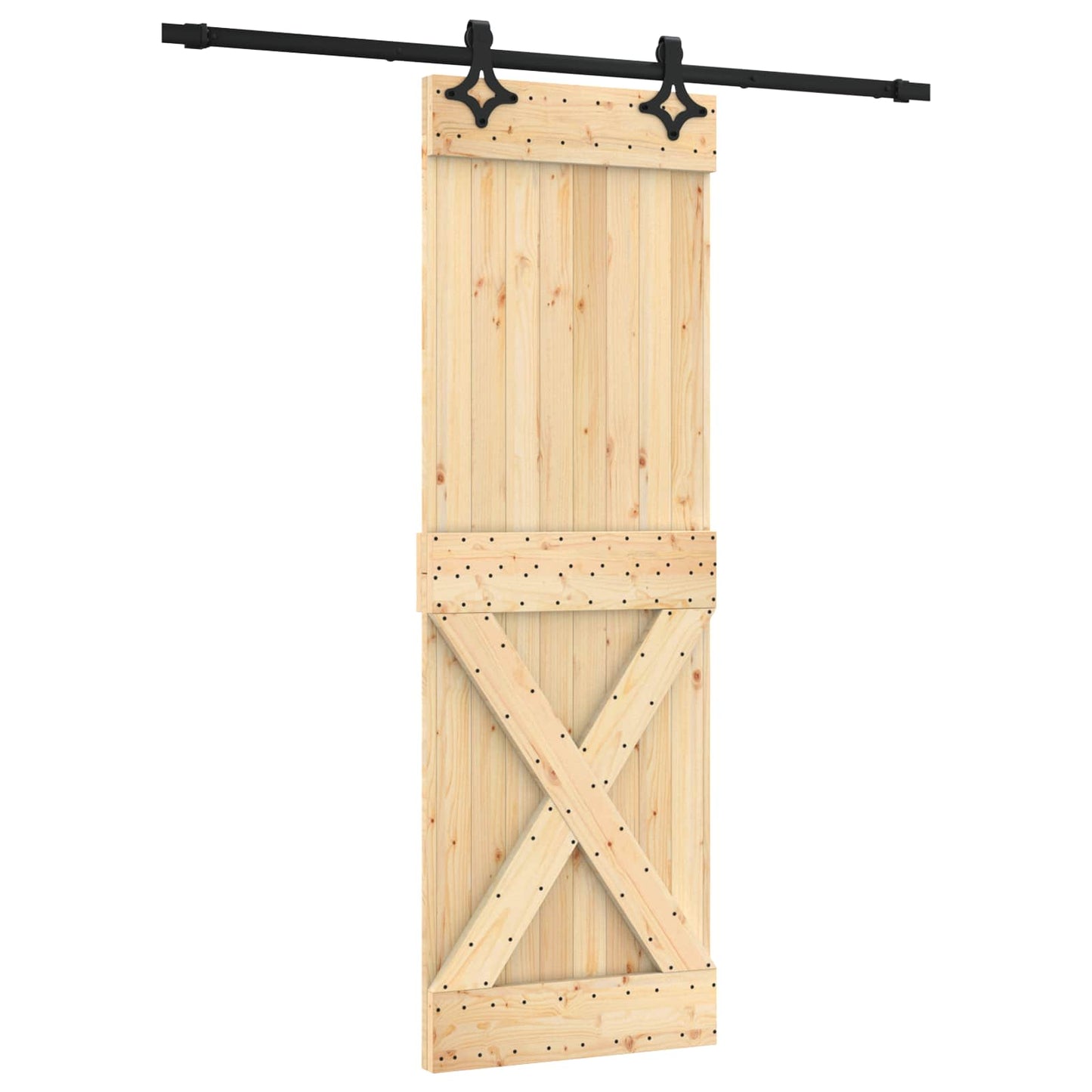 Skyvedør Naturlig og svart 70 x 210 cm Massiv Furu Tre