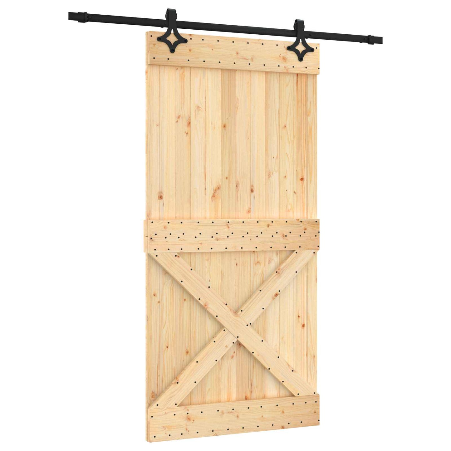 Skyvedør Naturlig og svart 100 x 210 cm Massiv Furu Tre
