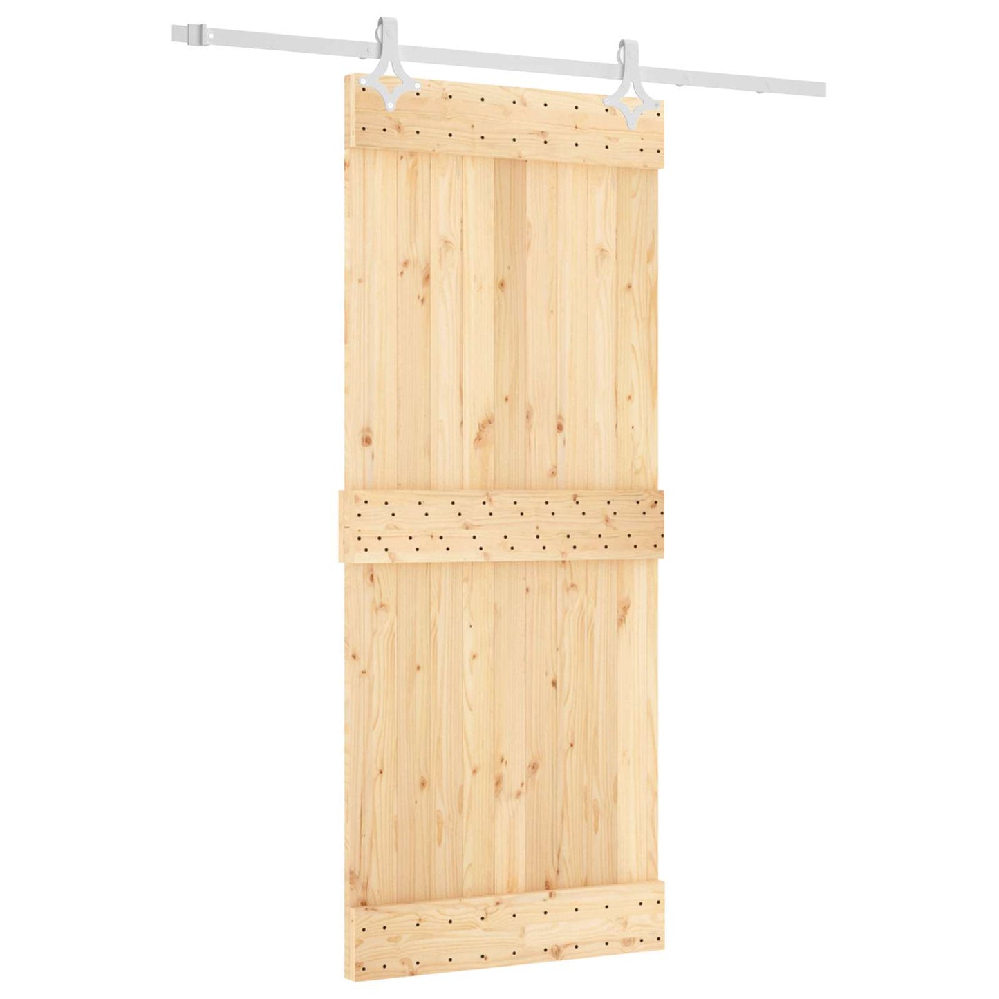 Skyvedør Naturlig og Hvit 85 x 210 cm Massiv Furu Tre