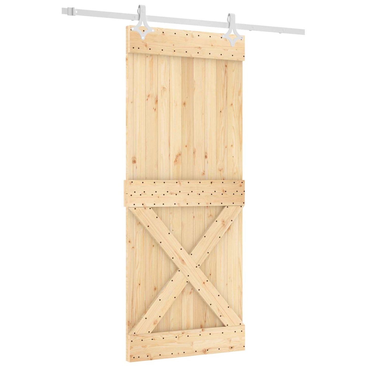 Skyvedør Naturlig og Hvit 85 x 210 cm Massiv Furu Tre