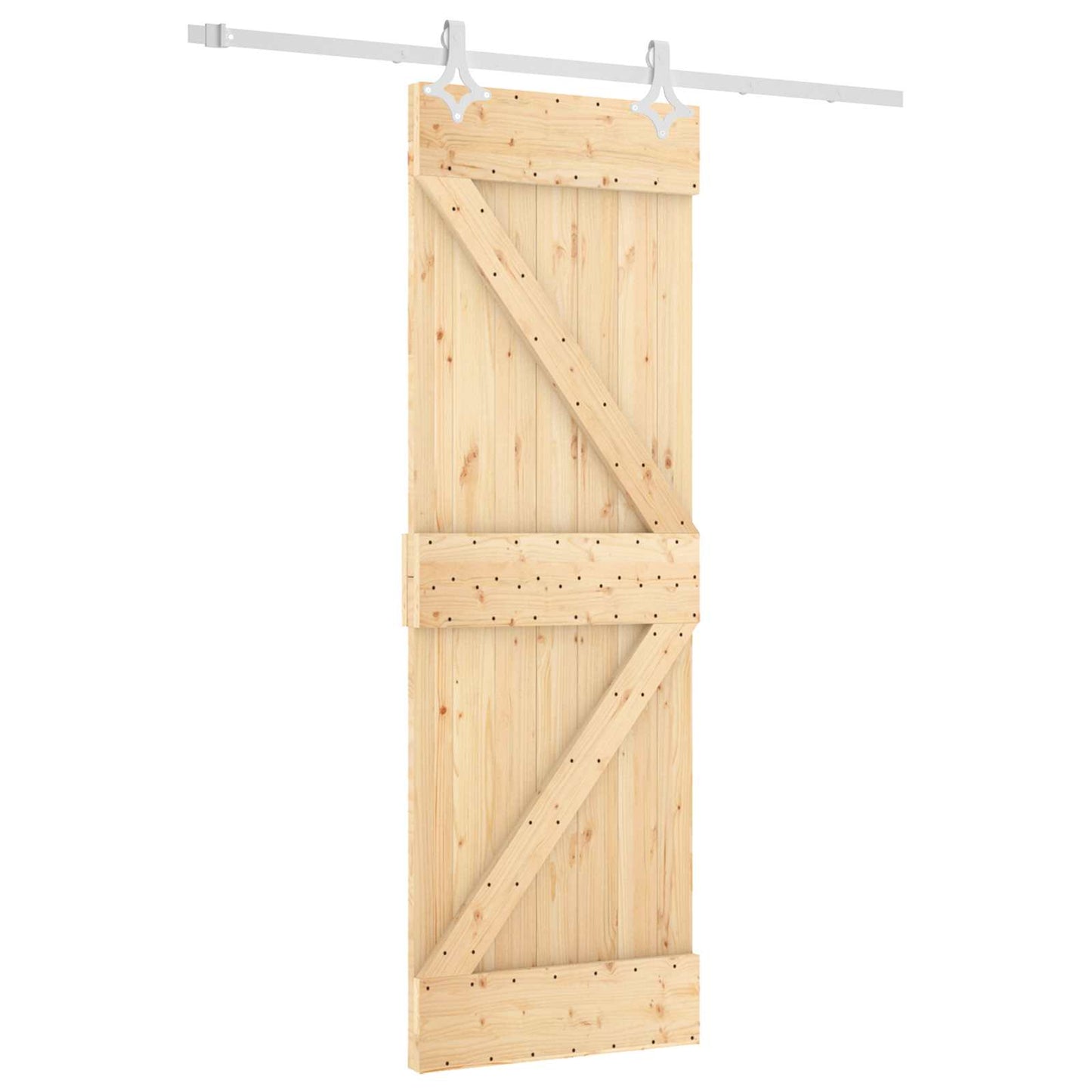 Skyvedør Naturlig og Hvit 70 x 210 cm Massiv Furu Tre