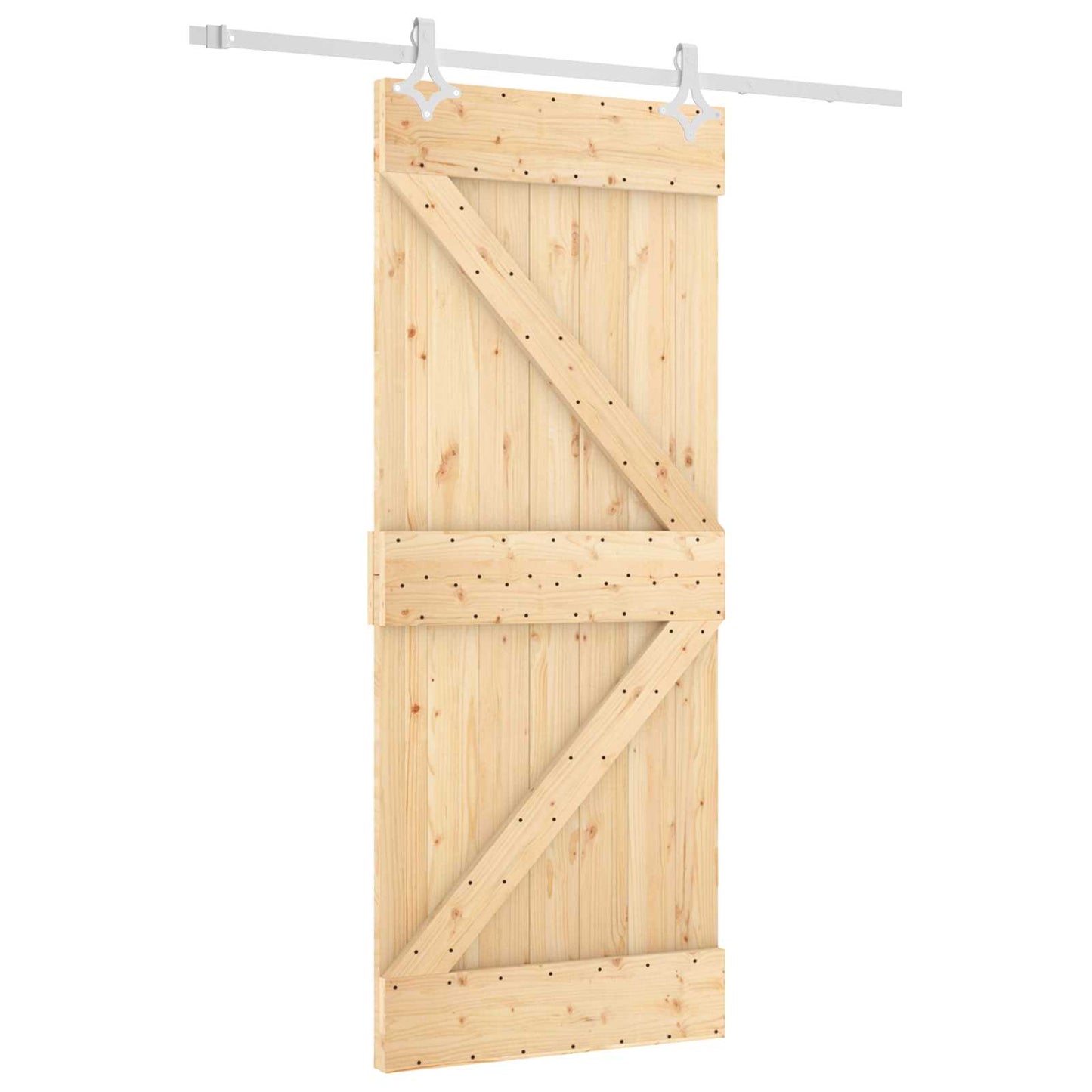 Skyvedør Naturlig og Hvit 85 x 210 cm Massiv Furu Tre