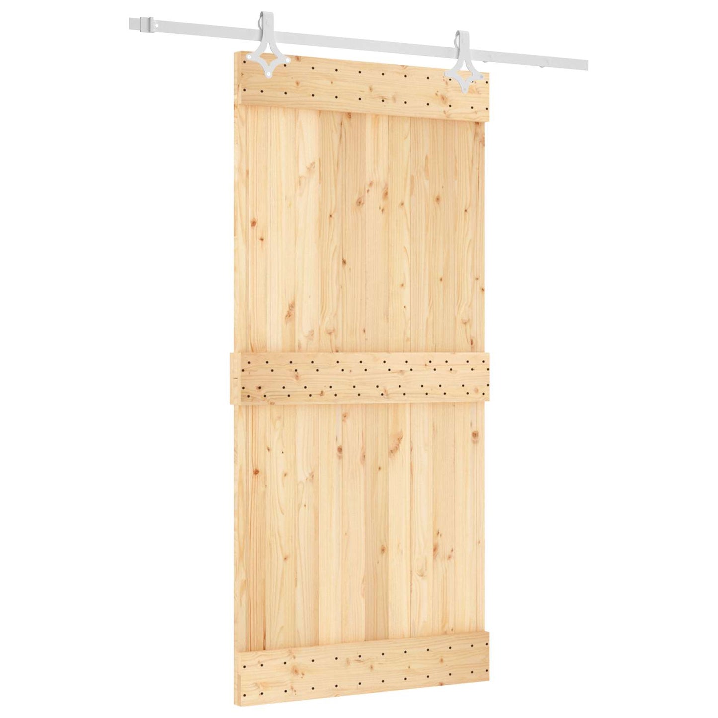 Skyvedør Naturlig og Hvit 95 x 210 cm Massiv Furu Tre
