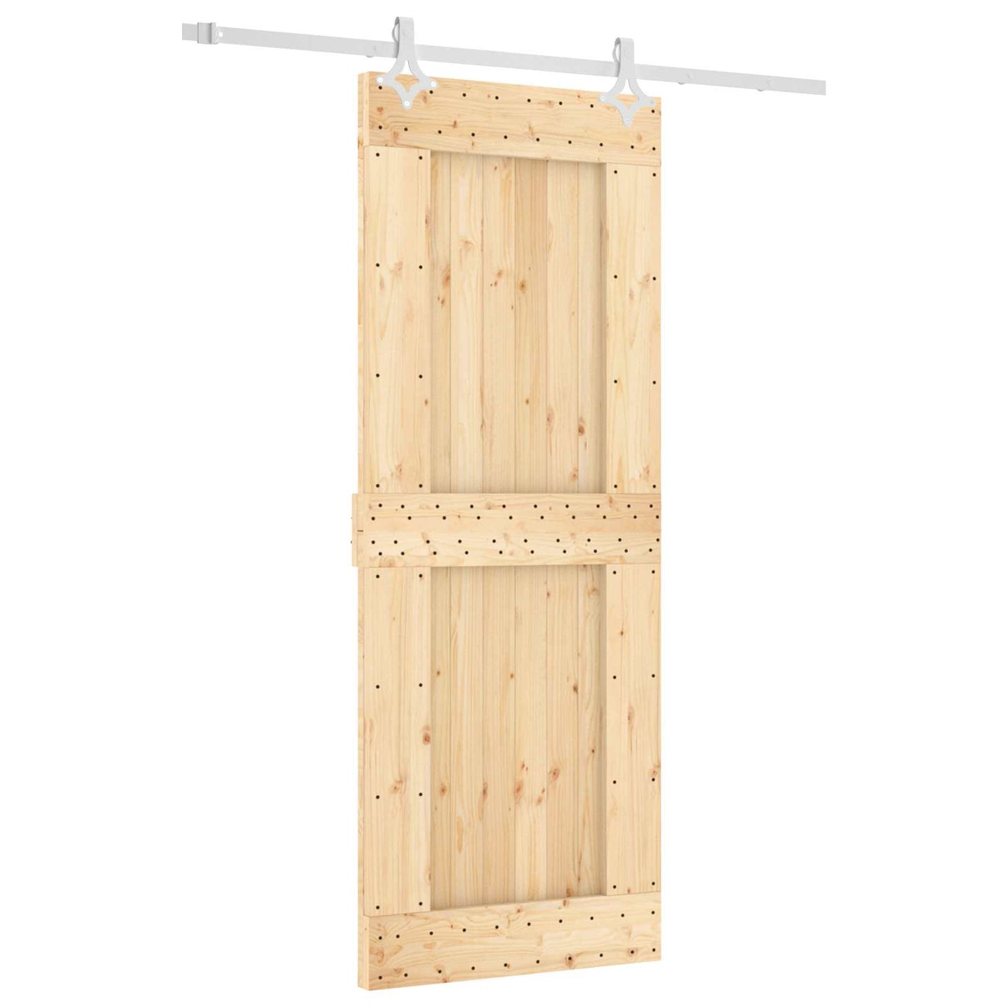 Skyvedør Naturlig og Hvit 80 x 210 cm Massiv Furu Tre