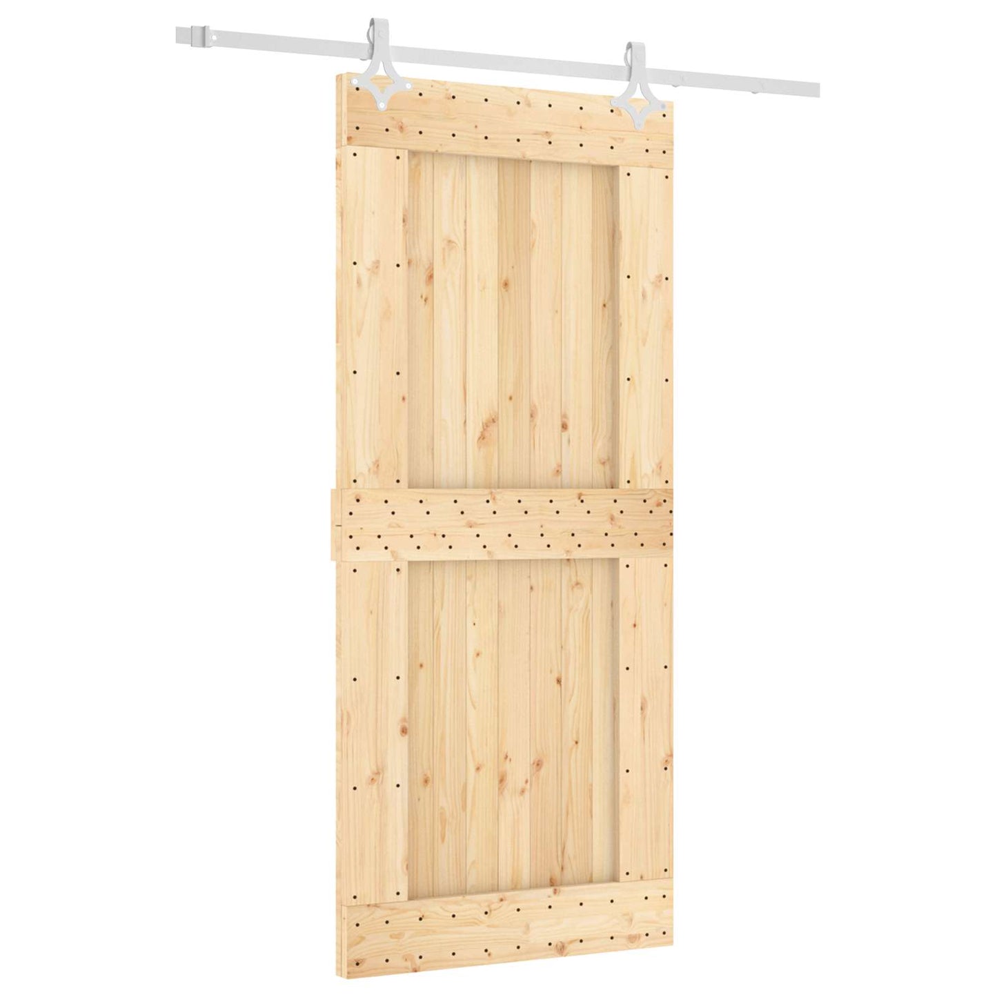 Skyvedør Naturlig og Hvit 90 x 210 cm Massiv Furu Tre