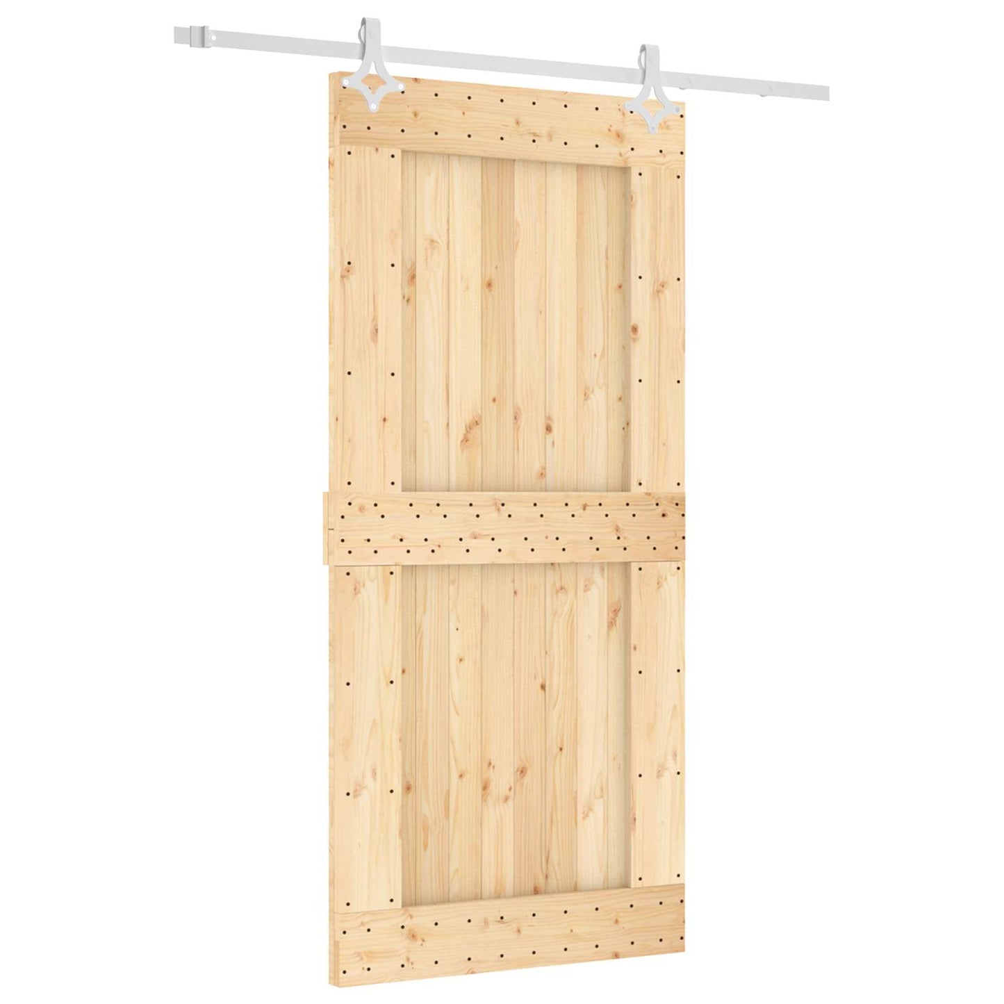 Skyvedør Naturlig og Hvit 95 x 210 cm Massiv Furu Tre