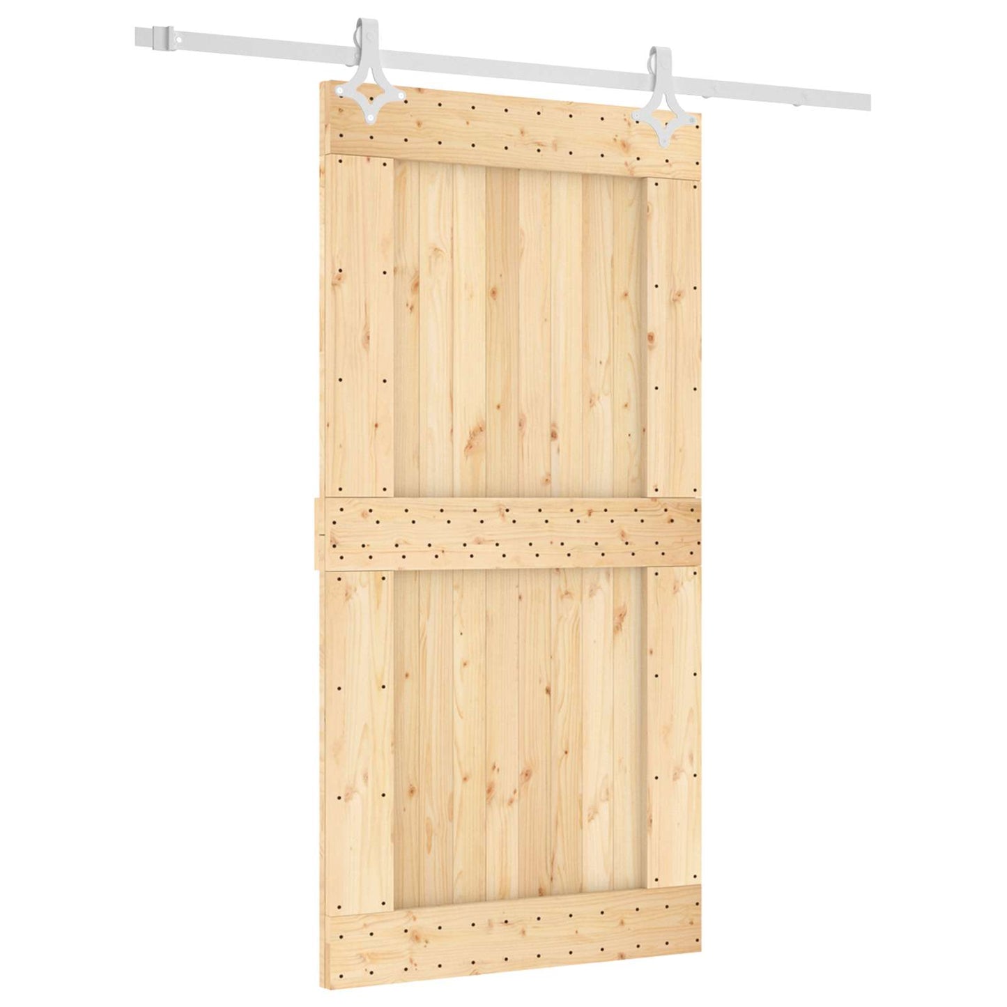 Skyvedør Naturlig og Hvit 100 x 210 cm Massiv Furu Tre