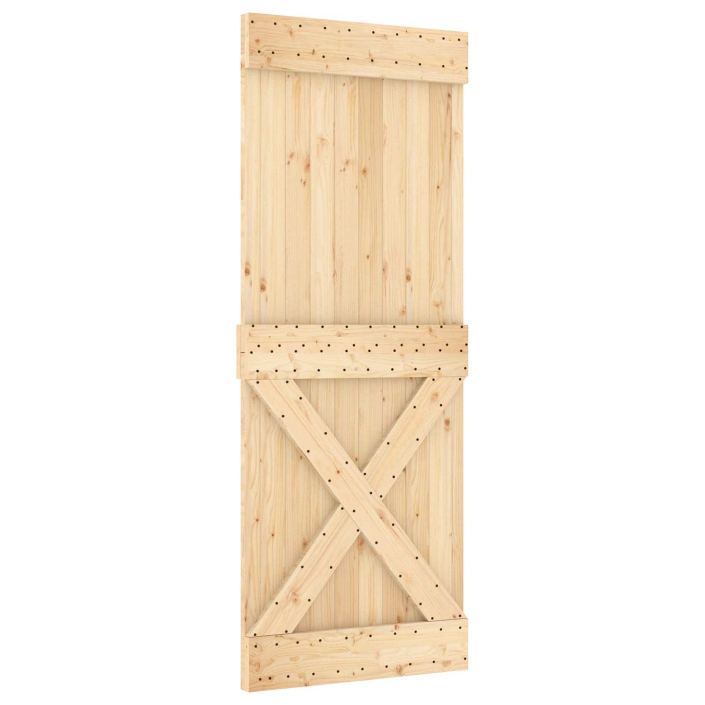 Skyvedør Naturlig og Hvit 80 x 210 cm Massiv Furu Tre