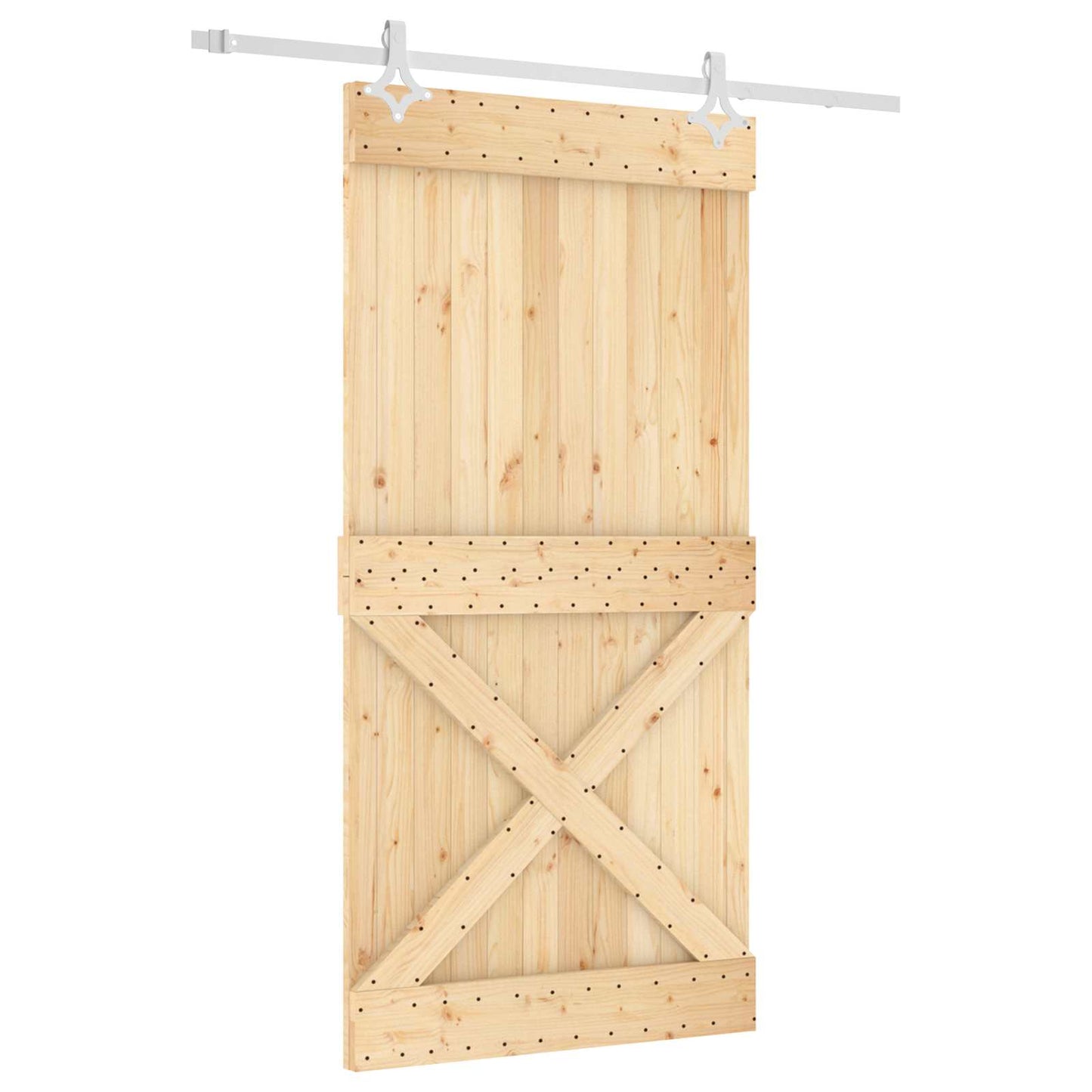 Skyvedør Naturlig og Hvit 100 x 210 cm Massiv Furu Tre
