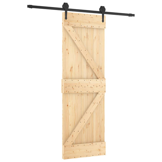 Skyvedør Naturlig og svart 70 x 210 cm Massiv Furu Tre